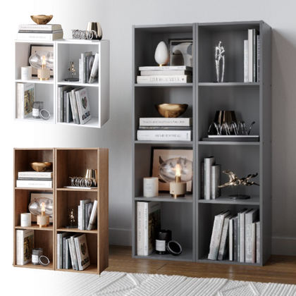2, 3, 4 Tier Wooden Bookcase Shelving Display Shelves Storage Unit Wood Shelf