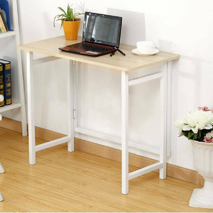 Folding Computer Desk Wood Metal Foldable Study Coffee Table Laptop Office Home