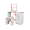 Modern Dressing Table Stool Makeup Desk w/4 Drawer & Large Mirror White vanity