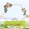 2.4M Hexagon Wedding Arch Backdrop Frame Flower Balloons Hoop Stand Decor Golden