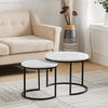 2/3X Nesting Table Living Room Side End Coffee Table Marble/Rustic Effect Round