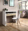 Ambra White & Canadian Oak Console Table to Desk Pull Out Extending Workstation