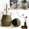 New Seagrass Belly Basket Laundry Bag Plant Pot Baskets Garden Storage Decor UK