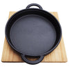 Cast Iron Cookware Frying Pan Grill Backing Pot Skillet With Wood Serving Board