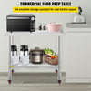 Stainless Steel Work Prep Table Kitchen Work Table 24x15in w/ 4 Casters