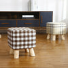 Luxury Padded Wooden Footstool Square Stool Wooden 4 Legs Living Room Bedroom UK