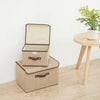 Large & Small Foldable Canvas Storage Folding Box Fabric Clothes Basket with Lid