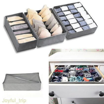 3pcs Foldable Underwear Bra Fabric Socks Box Storage Organizer Drawer Dividers