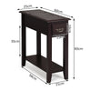 2-Tier End Table W/ Drawer & Double Shelves Narrow Tiered Nightstand for Bedroom
