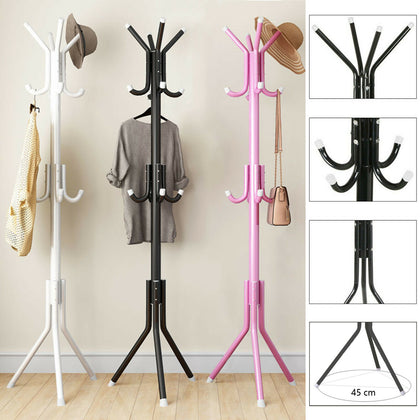 175cm Coat Stand Garment Rack Metal 12 Hooks Clothes Rail Hat Umbrella Hanger UK