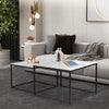 Nest of Table Durable Sturdy White Marble Coffee Side End Table Square Furniture