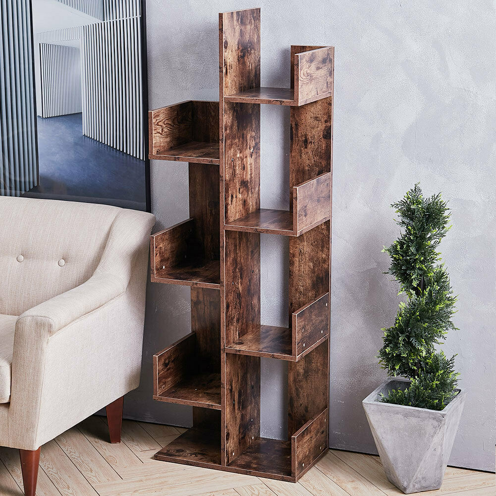 Industrial Wooden Bookcase Book Shelf Storage Display Shelving Unit Home Office