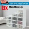 12X Clear Plastic Shoe Storage Boxes Drawer Stackable Foldable Durable Organiser