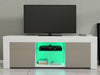 Modern TV Unit Stand Cabinet Grey High Gloss Doors & White Matt Body LED Lights