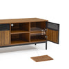Mondeer Retro TV Stand Cabinet TV Unit with 2 Hollow Metal Door Panel for 50" TV