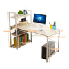 Home Office PC Laptop Table Corner Desk Table W/ 4 Tiers Book Shelves Bookcase