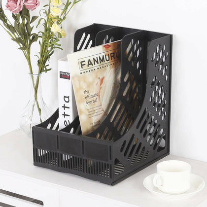 New Plastic File Shelf Rack Desktop Magazine Holders Desk Tidy Organiser 3 in 1