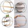Round Wall Mounted Shelf Metal Wire Wooden Storage Display Floating Shelf Rack