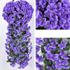 Artificial Fake Violet Orchid Flower Hanging Wall Rattan Basket Decor Outdoor ER