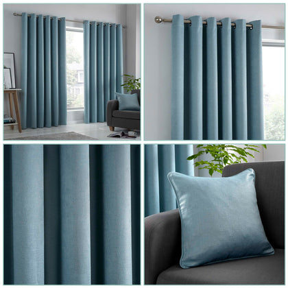 Duck Egg Thermal Blockout Dim Out Light Reducing Eyelet Ring Top Curtains Pair