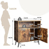 Industrial Storage Cabinet Wooden Cupboard Buffet Sideboard W/ Wine Glass Holder