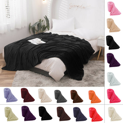 Fleece Blanket Large Sofa Throw Soft Warm Faux Fur Mink Single & Double Size UK