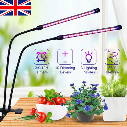 2 Head 40LED Grow Light Plant UV LED Growing Indoor Clip Plants Lamp Hydroponics