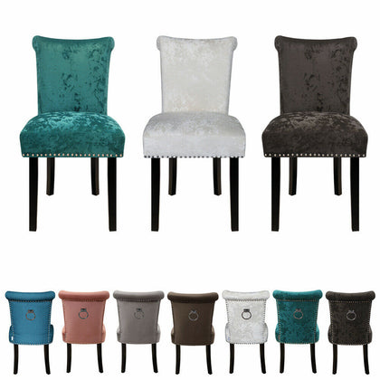 Set of 2 Velvet Dining Chair with Knocker/Ring Back Dining Room Kitchen Chairs