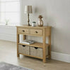Oak Console Table with Two Storage Baskets - Luxurious Oak Console