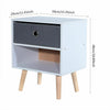 Bedside Table Cabinet Bedroom Storage Nightstand with 1 Fabric Drawer Wooden Leg