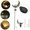 Outdoor Garden LED Moon Crescent Stake Lamp Solar Power Cracked Globe Light Deco