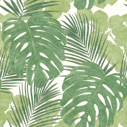 Rasch Jungle Large Leaf Wallpaper Palm Botanical Floral Tropical Green White