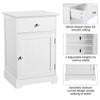 Bedside Table w/ Drawer & Door, Bedside Cabinet Nightstand,End Table White/Black