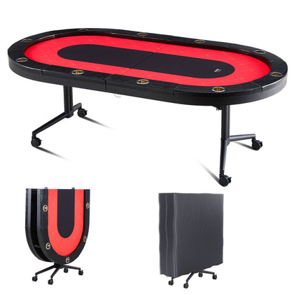 10 Player Oval Foldable Poker Table Casino Blackjack Texa Holdem Table 90