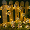 30LED Moroccan Solar Garden Metal Ball String Lights Hanging Fairy Light Outdoor
