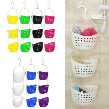 3 Tier Plastic Basket Shower Caddy Hanging Rack Tidy Shelf Organiser Storage