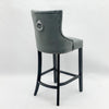 Dark Grey Velvet Bar Stool Knocker Studded Kitchen Breakfast Bar Stools Chair