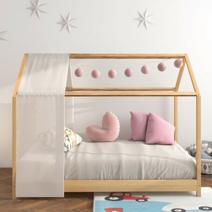 Bed Frame Solid Pine Kid's House Style Bedframe for Girl Princess Teens Bed NEW