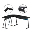 Black L-Shaped Corner Table Laptop Table Home Office Desk Wearable&Waterproof