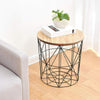 Retro Side Table Baskets Marble Wood Top Storage Basket Tables Home Furniture