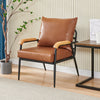 Brown Faux Leather Sofa Armchair Couch Living Room Metal Leg 1/2/3 Seaters