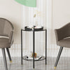 Double Tier Grey Tempered Glass Coffee Table End Side Display Table Night Stand