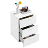 Modern Bedside Table Nightstand Cabinet with 3 Drawers Storage Bedroom White