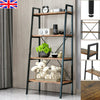 4-Tier Ladder Shelf Bookcase Bookshelf Plant Flower Stand Storage Metal Frame UK