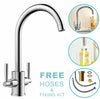 Modern Kitchen Sink Mixer Taps Swivel Spout Dual Lever Tap Mono Chrome Faucet
