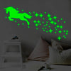 Unicorn Wall Stickers Kids Glow In The Dark Room Decor Decal Bedroom UK