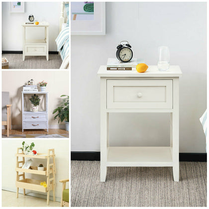 Bedside Table Nightstand Eud Table Storage Cabinet Shelf Lamp Stand Living Room