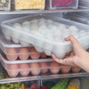 34 Refrigerator Large Eggs Holder Plastic Tray Stackable Container Case With Lid