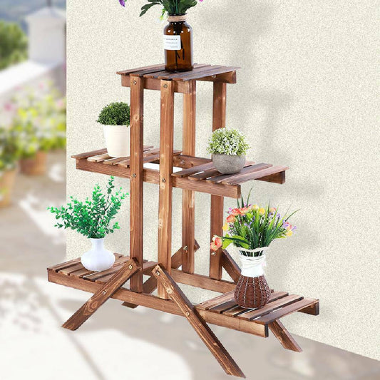 5 Pot Plant Stand Outdoor Indoor Flower Rack Display Shelf Holder Wooden Storage