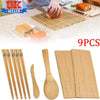 9PCS Sushi Making Kit DIY Bamboo Mats Rolling Set Spreader Rice Chopsticks Gifts